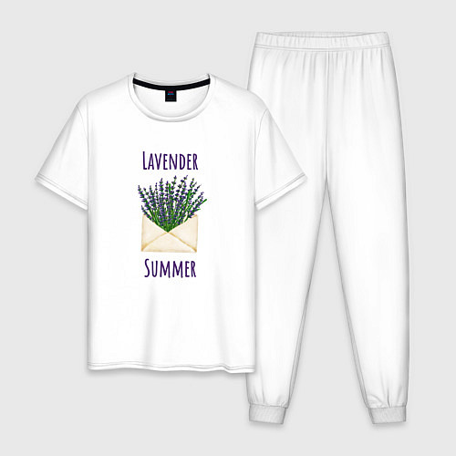 Мужская пижама Lavender Summer - букет лаванды в конверте / Белый – фото 1