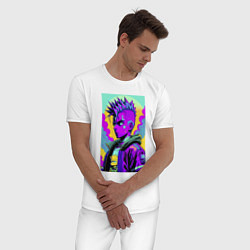 Пижама хлопковая мужская Барт Симпсон - фантазия - поп-арт, цвет: белый — фото 2