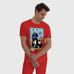 Пижама хлопковая мужская Пандатавр - шутка - нейросеть, цвет: красный — фото 2