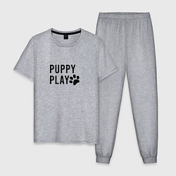 Пижама хлопковая мужская Puppy Play, цвет: меланж