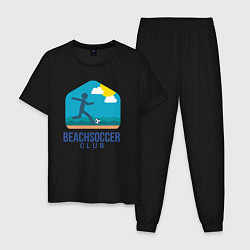 Пижама хлопковая мужская Клуб пляжного футбола, цвет: черный