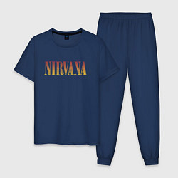 Пижама хлопковая мужская Nirvana logo, цвет: тёмно-синий