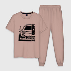 Пижама хлопковая мужская Mazda RX7, цвет: пыльно-розовый