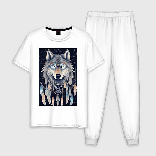 Мужская пижама Шаман волк / Белый – фото 1
