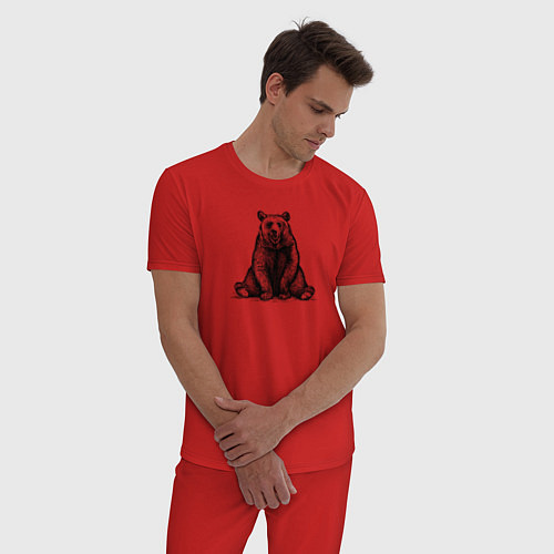 Мужская пижама Медведь сидит / Красный – фото 3