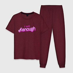 Пижама хлопковая мужская I am kenough barbie, цвет: меланж-бордовый