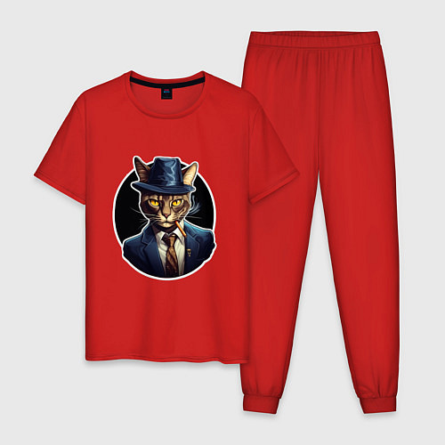 Мужская пижама Кот в шляпе / Красный – фото 1