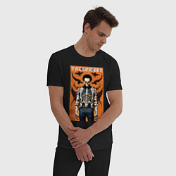 Пижама хлопковая мужская Cool skeleton - poster - halloween, цвет: черный — фото 2