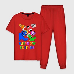 Пижама хлопковая мужская Rainbow Friends персонажи, цвет: красный
