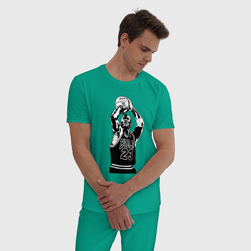 Мужская пижама Майкл Джордан бросает мяч / Зеленый – фото 3