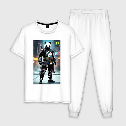 Мужская пижама Panda cyber samurai / Белый – фото 1