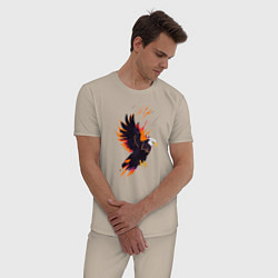 Пижама хлопковая мужская Орел парящая птица абстракция, цвет: миндальный — фото 2