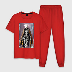 Пижама хлопковая мужская Дефиле городской ведьмы - хэллоуин, цвет: красный