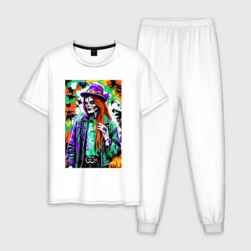Мужская пижама Ведьма-зомби - поп-арт / Белый – фото 1