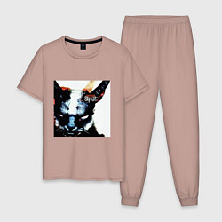 Пижама хлопковая мужская Slipkat Meowa, цвет: пыльно-розовый