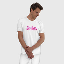 Пижама хлопковая мужская Барби - Фильм Логотип, цвет: белый — фото 2
