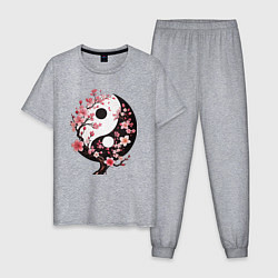 Пижама хлопковая мужская Скура с инь и янь, цвет: меланж
