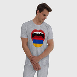 Пижама хлопковая мужская Armenian lips, цвет: меланж — фото 2