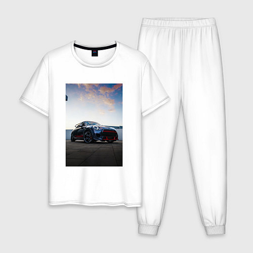 Мужская пижама Авто на фоне неба / Белый – фото 1