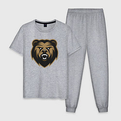 Пижама хлопковая мужская Медвежий оскал, цвет: меланж
