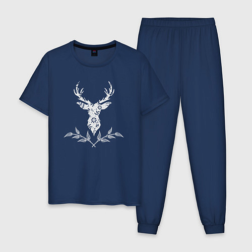 Мужская пижама Deer flowers / Тёмно-синий – фото 1