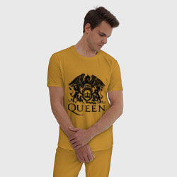 Пижама хлопковая мужская Queen - logo, цвет: горчичный — фото 2