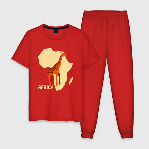 Мужская пижама Жираф из Африки / Красный – фото 1