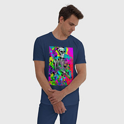 Пижама хлопковая мужская Funny skeleton - pop art, цвет: тёмно-синий — фото 2