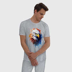 Пижама хлопковая мужская Граффити с орлом, цвет: меланж — фото 2
