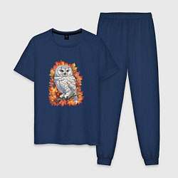 Пижама хлопковая мужская Осенняя сова, цвет: тёмно-синий