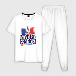 Пижама хлопковая мужская Vive la France, цвет: белый