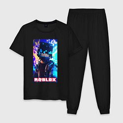 Пижама хлопковая мужская Roblox cyberpunk style, цвет: черный