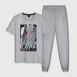 Пижама хлопковая мужская Ангельские крылья - нейросеть, цвет: меланж