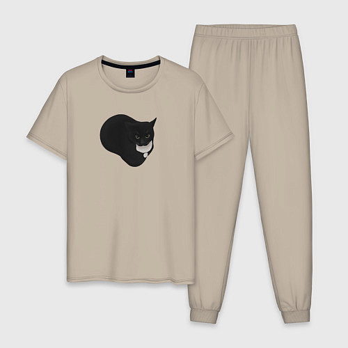 Мужская пижама Maxwell cat / Миндальный – фото 1