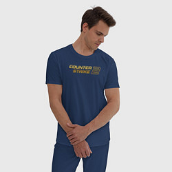 Пижама хлопковая мужская Counter strike 2 gold logo, цвет: тёмно-синий — фото 2