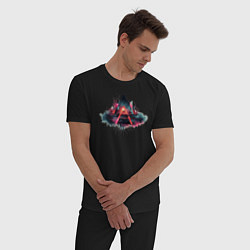 Пижама хлопковая мужская Треугольный мир киберпанка, цвет: черный — фото 2
