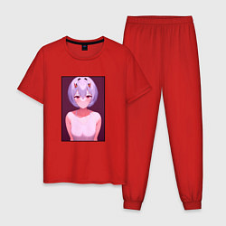 Пижама хлопковая мужская Евангелион: Аянами Рей, цвет: красный