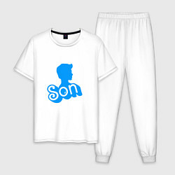 Пижама хлопковая мужская Сын - силуэт Кена, цвет: белый