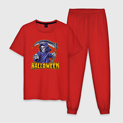 Пижама хлопковая мужская Halloween dead, цвет: красный