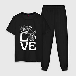 Пижама хлопковая мужская Любовь велосипедиста, цвет: черный