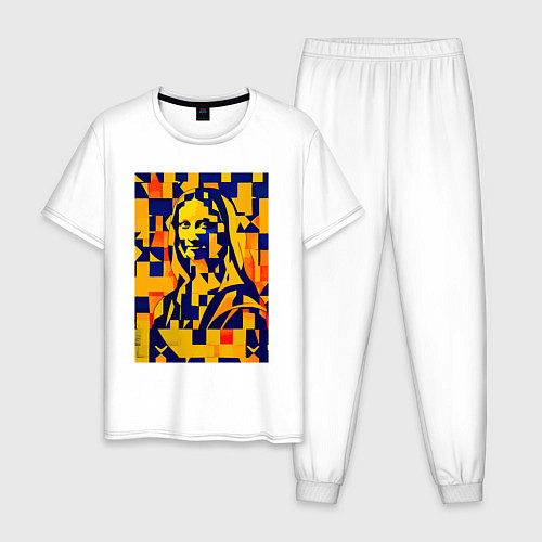 Мужская пижама Нейросеть рисует Лизу - стилизация / Белый – фото 1