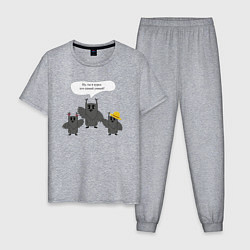 Пижама хлопковая мужская Семейка мудрых сов, цвет: меланж