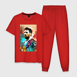 Пижама хлопковая мужская Lionel Messi - football - striker, цвет: красный