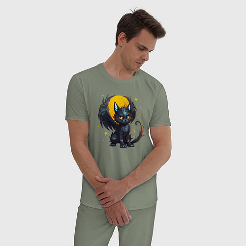 Мужская пижама Cat dragon / Авокадо – фото 3