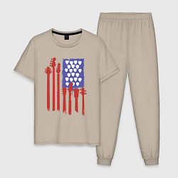 Пижама хлопковая мужская USA rock, цвет: миндальный