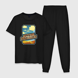 Пижама хлопковая мужская Towards adventure, цвет: черный
