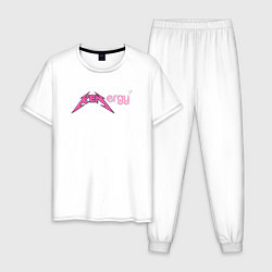 Пижама хлопковая мужская Kenergy - metallica and barbie style, цвет: белый
