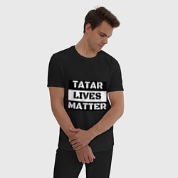 Пижама хлопковая мужская Tatar lives matter, цвет: черный — фото 2