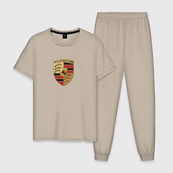 Пижама хлопковая мужская Porsche sport auto, цвет: миндальный