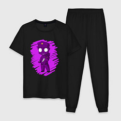 Пижама хлопковая мужская Фиолетовый человек, цвет: черный